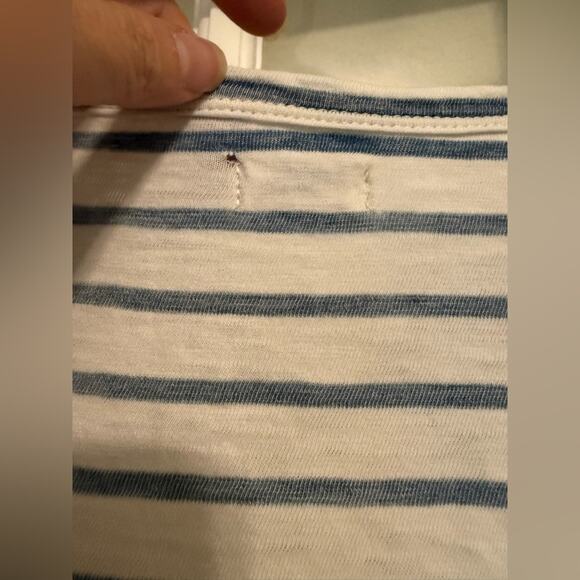 Faherty women’s cotton sun washed slub knit long sleeve navy striped shirt XS - Picture 7 of 7